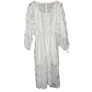 Endless Rose XS Embroidered Lace Tie Back Midi Dress Off White NWT